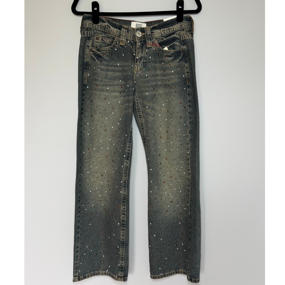 BDG Urban Outfitters Kayla Lowrider Studded Slouchy Boyfriend Jeans 26W 32L NWT